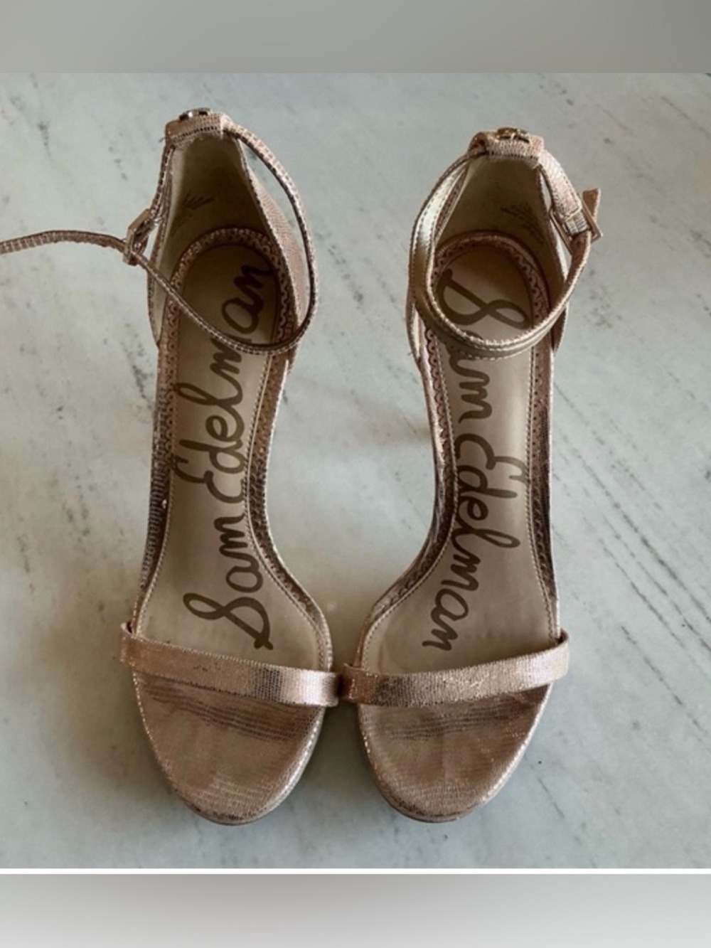 Women’s Sam Edelman size 8 tan heeled sandals.